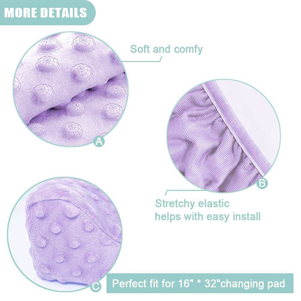 Owlowla Changing Pad Cover, Soft Minky Dots Changing Table Sheets for Baby Boy and Girl(Lilac)