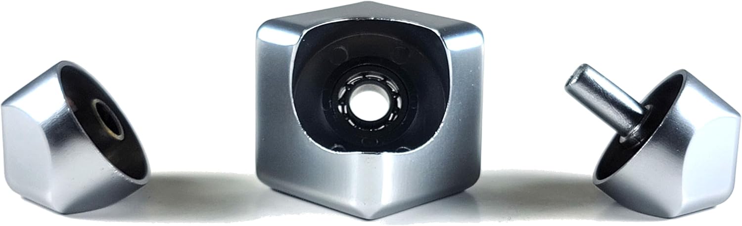 Cube Spinner Fidget Spinning Toy– Helps with Anxiety, ADHD, Autism, Stress & Focus– Desktop EDC Fidgets Spinner Aluminum Alloy Build for Kids & Adults. Silver