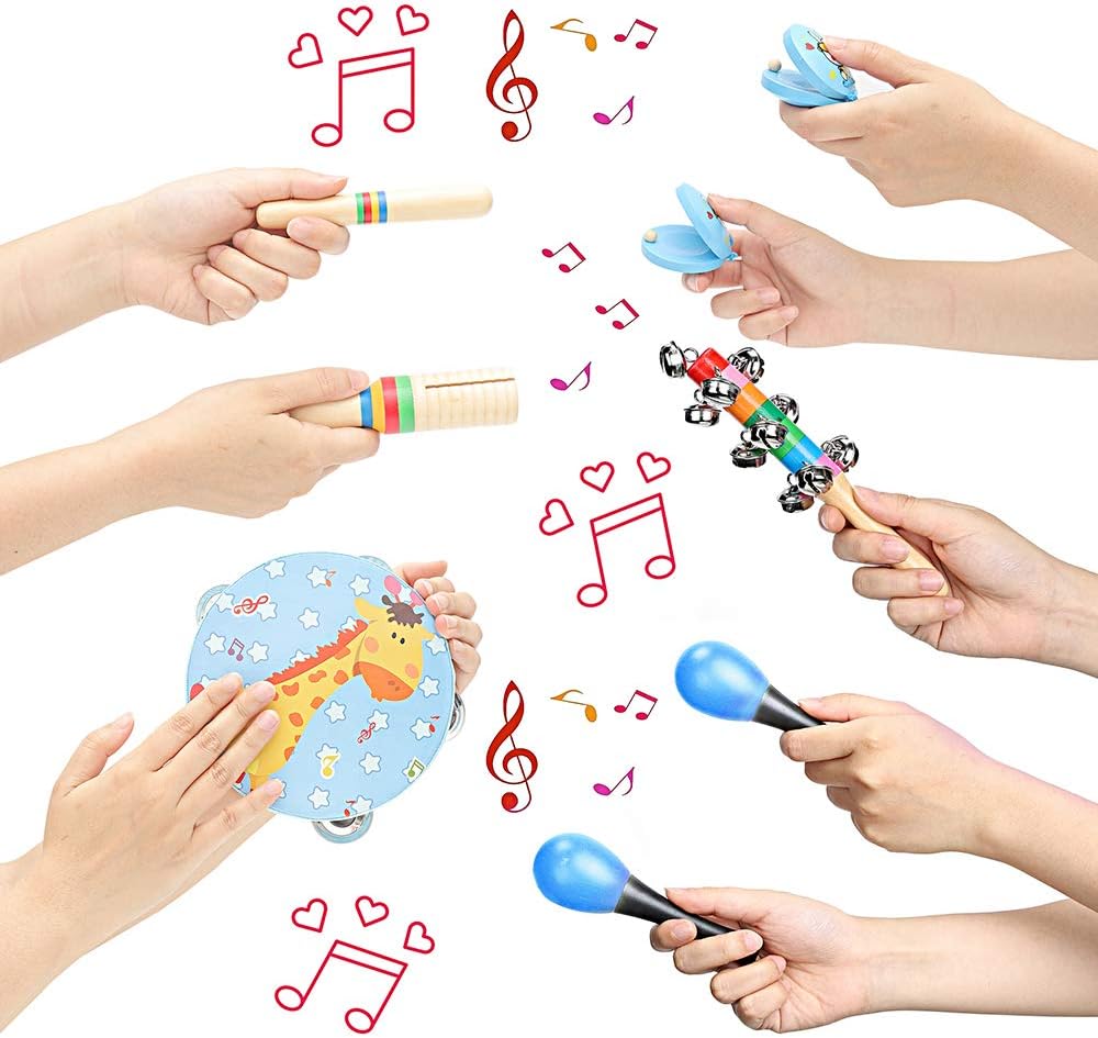 Kids Musical Instruments Toys Set: Baby Music Toys Montessori Percussion for Toddlers - Preschool Educational Musical Toys Set for Boys and Girls with Storage Bag (Blue)