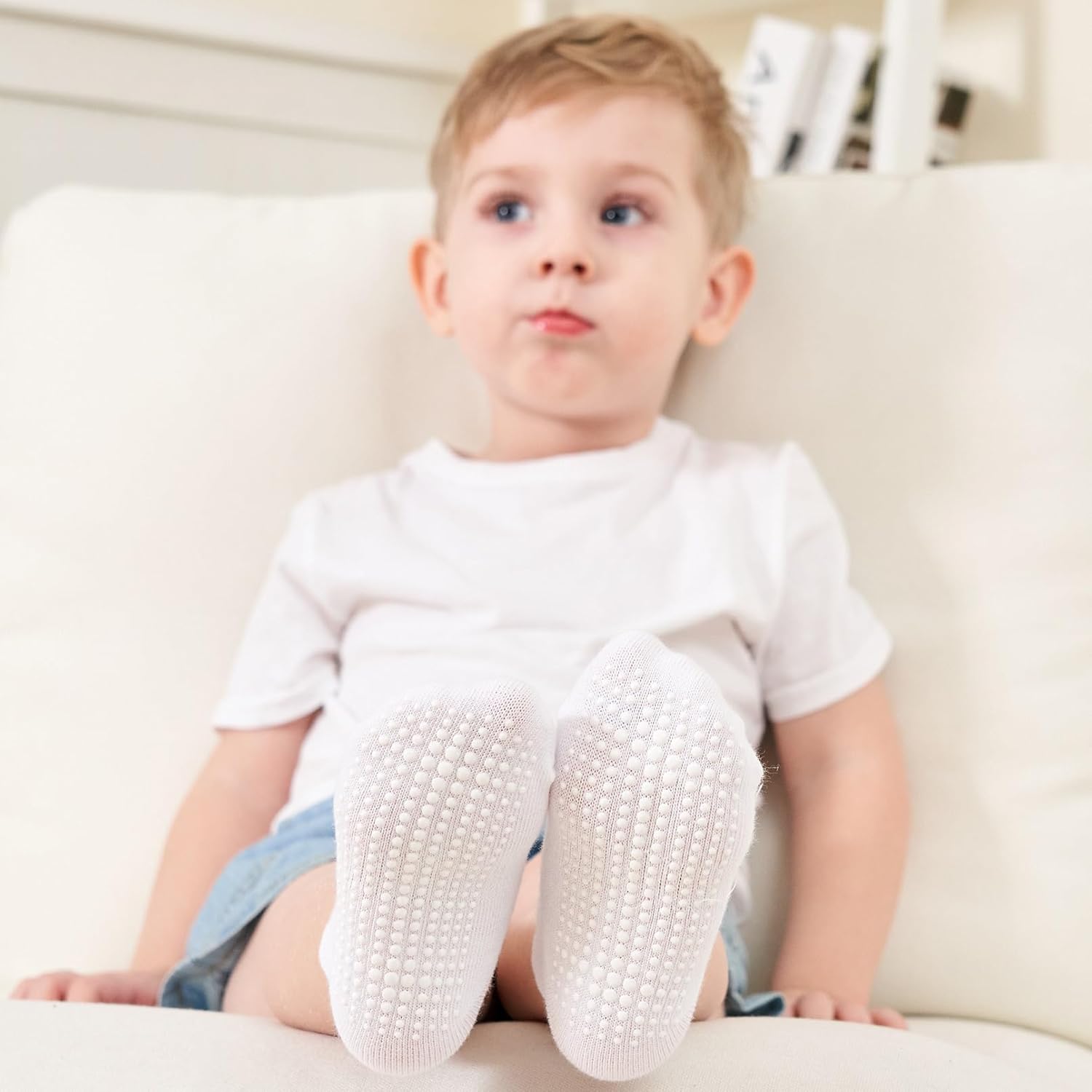 Zaples Baby Non Slip Grip Ankle Socks with Non Skid Soles for Infants Toddlers Kids Boys Girls