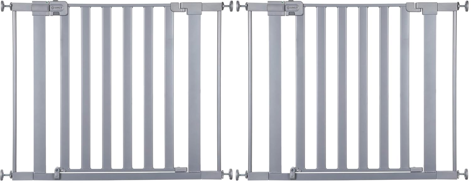 Safety 1st Walk Through Baby Gate with Door, Adjustable Pressure Mount Lift, Dog Gates, Fits 29"-38" Wide, 2-Pack, Silver