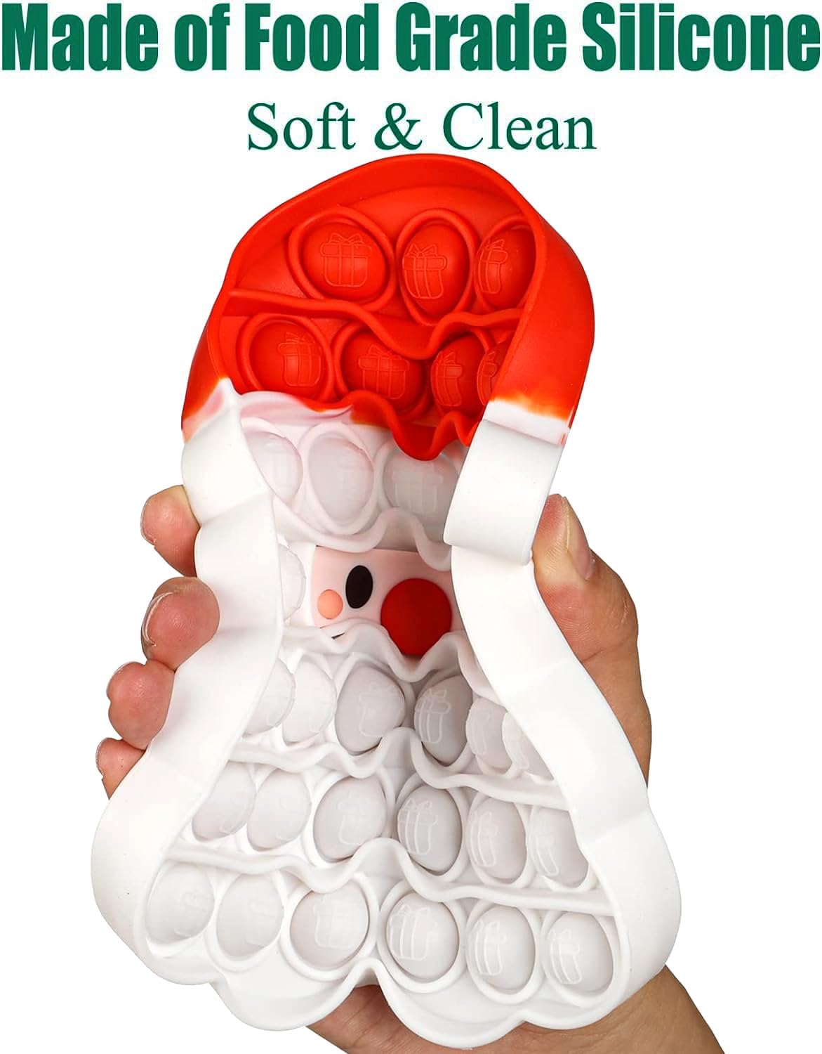 Christmas Silicone Pops Bubble Sensory Fidget Toy Red White Santa Claus Game Cup Mat