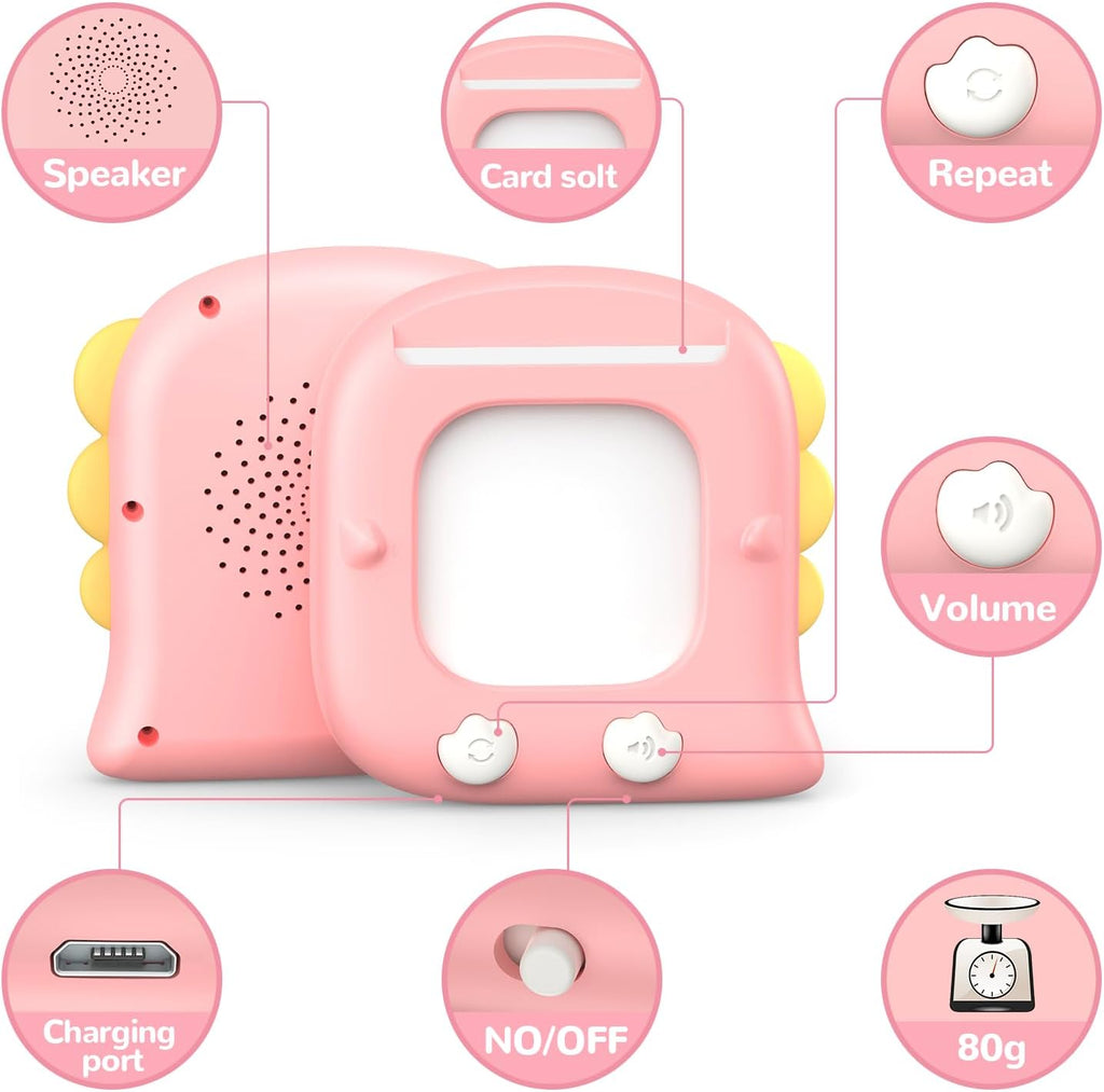 Kidzdo Toddler Talking Flash Cards with 560 Sight Word, Christmas Birthday Gifts for Ages 2-6 Girls, Autism Sensory Toys, Montessori Speech Therapy Learning Toys for 2 3 4 5 6 Year Old Kids, Pink