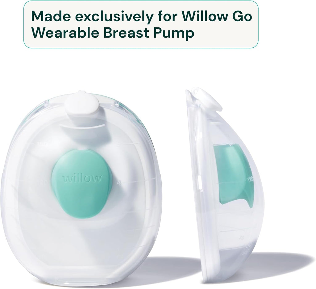 Willow Go - 7oz Reusable Milk Containers with Splash Guard - for use with Willow Go Hands Free Breast Pump