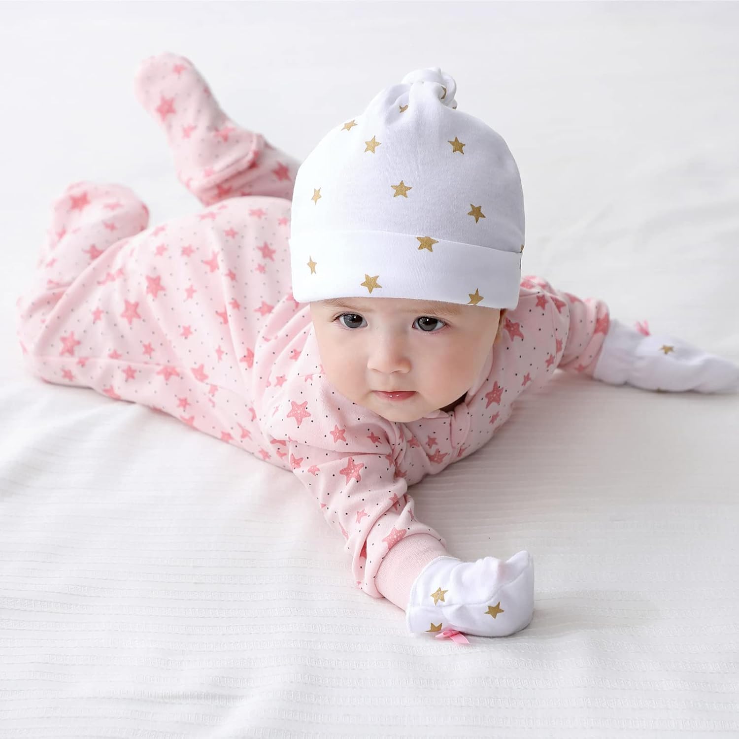 Newborn Baby Boy Girl Caps Mittens Socks Set Cotton Baby Essentials Accessories (Hats+Gloves+Socks)