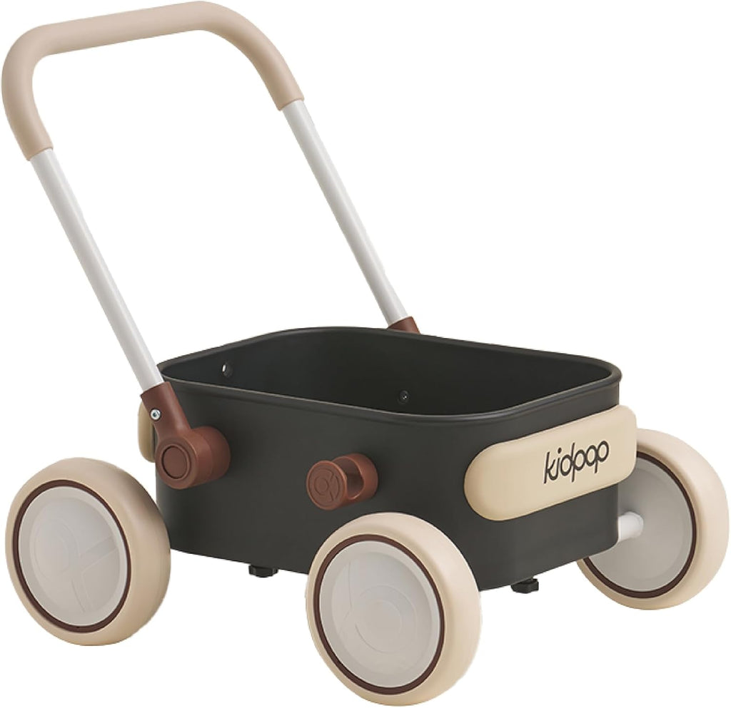 PULA Baby Push Walker with Wheels Toddler Wagon for First Learner Baby Toys 6-12 Months, 1 Year Old Birthday Gifts, Indoors and Outdoors (Black)