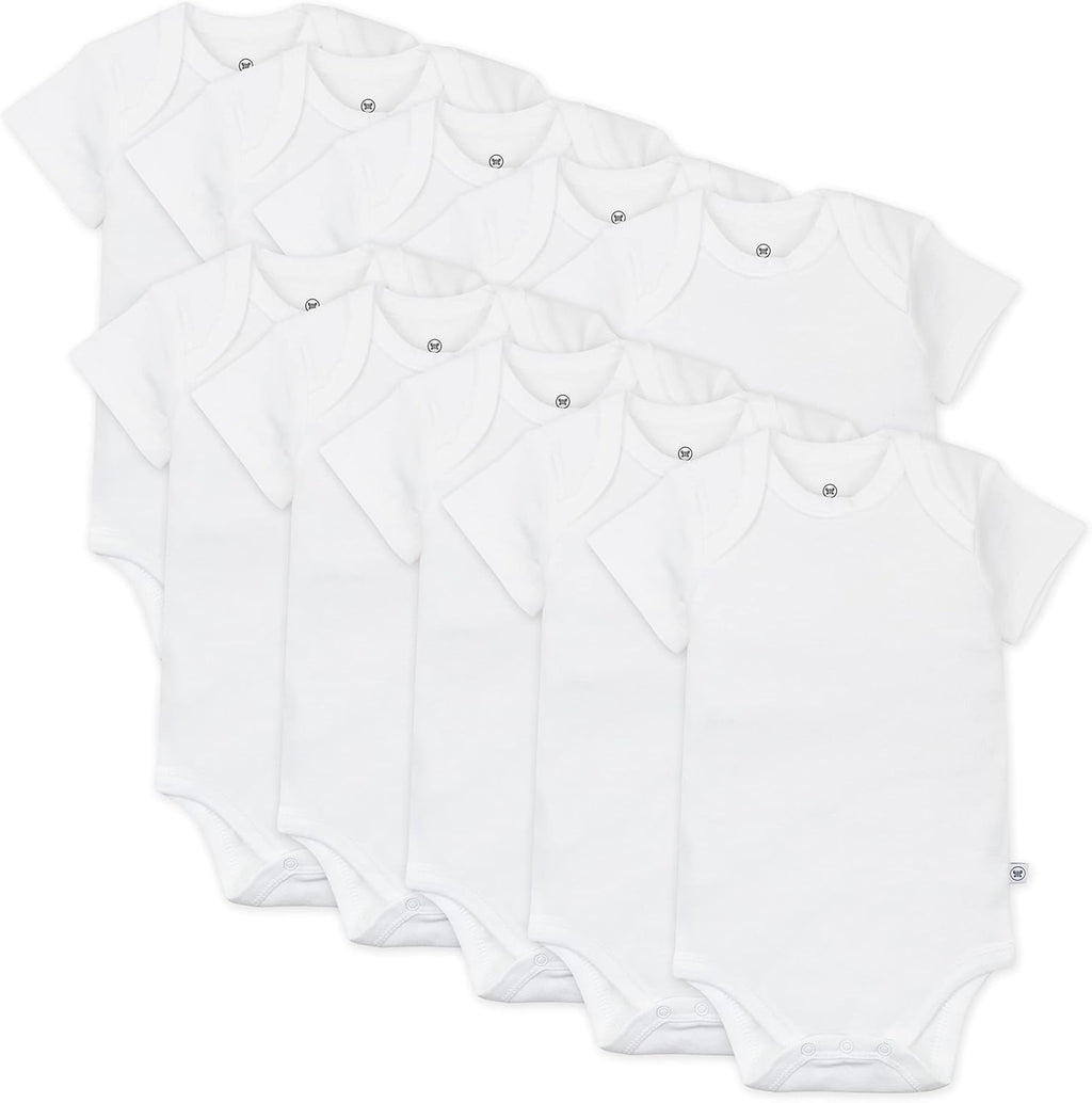 HonestBaby unisex-baby 10-pack Short Sleeve Bodysuits One-piece 100% Organic Cotton for Infant Baby Boys, Girls