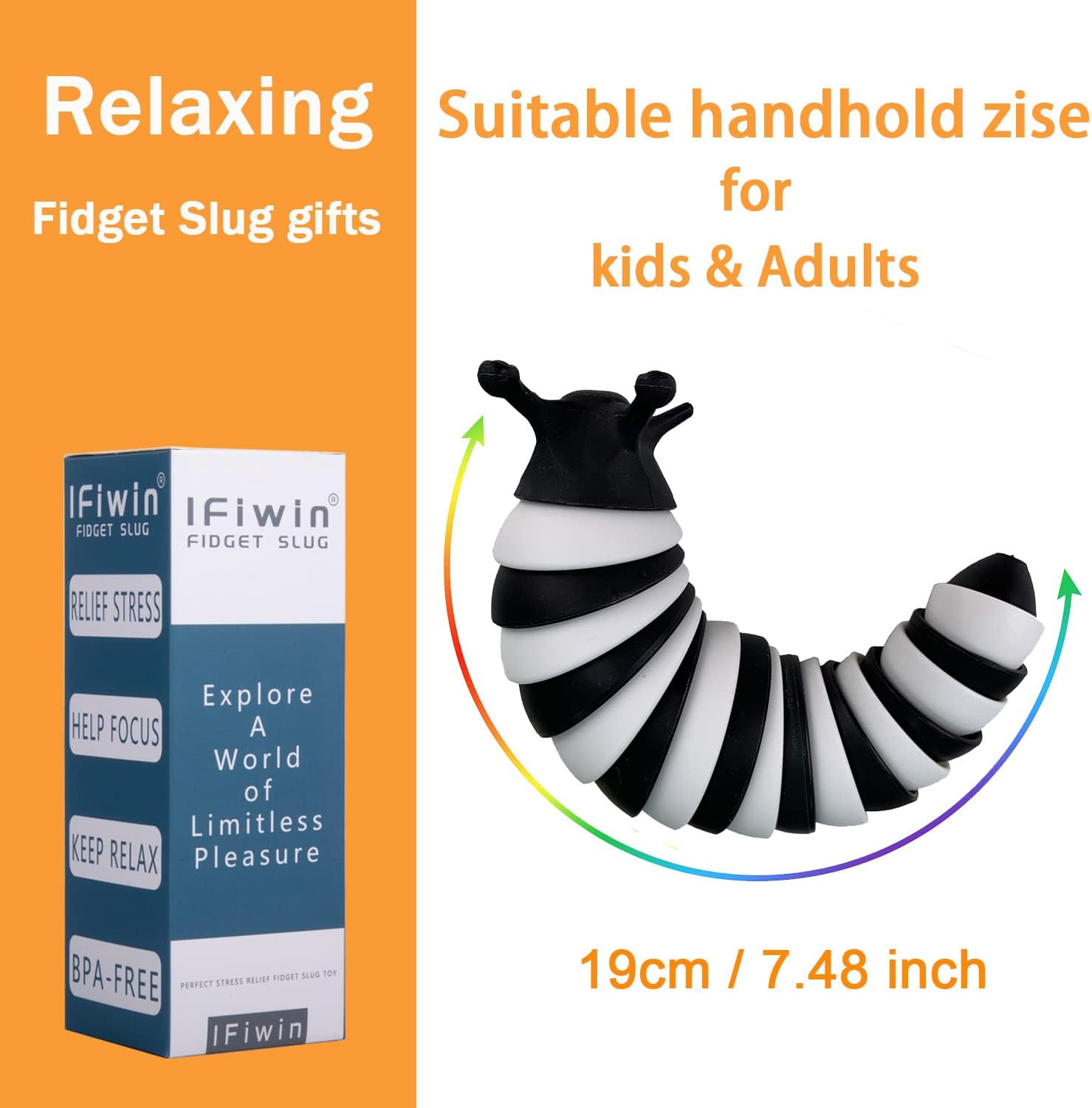 IFiwin Fidget Slug, Sensory Slug Fidget Toys for Autistic Kids & Adults, Autism Sensory Toys, Fidget Stress Toys, Christmas Stocking Stuffers, Birthday Gifts Party Favors