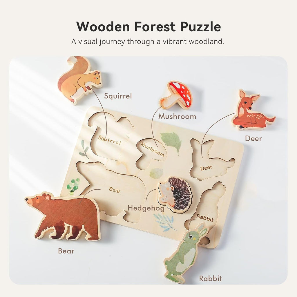 IEATFO 3 Packs Space Ocean Forest Wooden Chunky Puzzles for Toddlers, Wood Puzzle for Kids, Insert Puzzles Each Piece Fits Perfectly, Sturdy and Pegless, Educational Toys