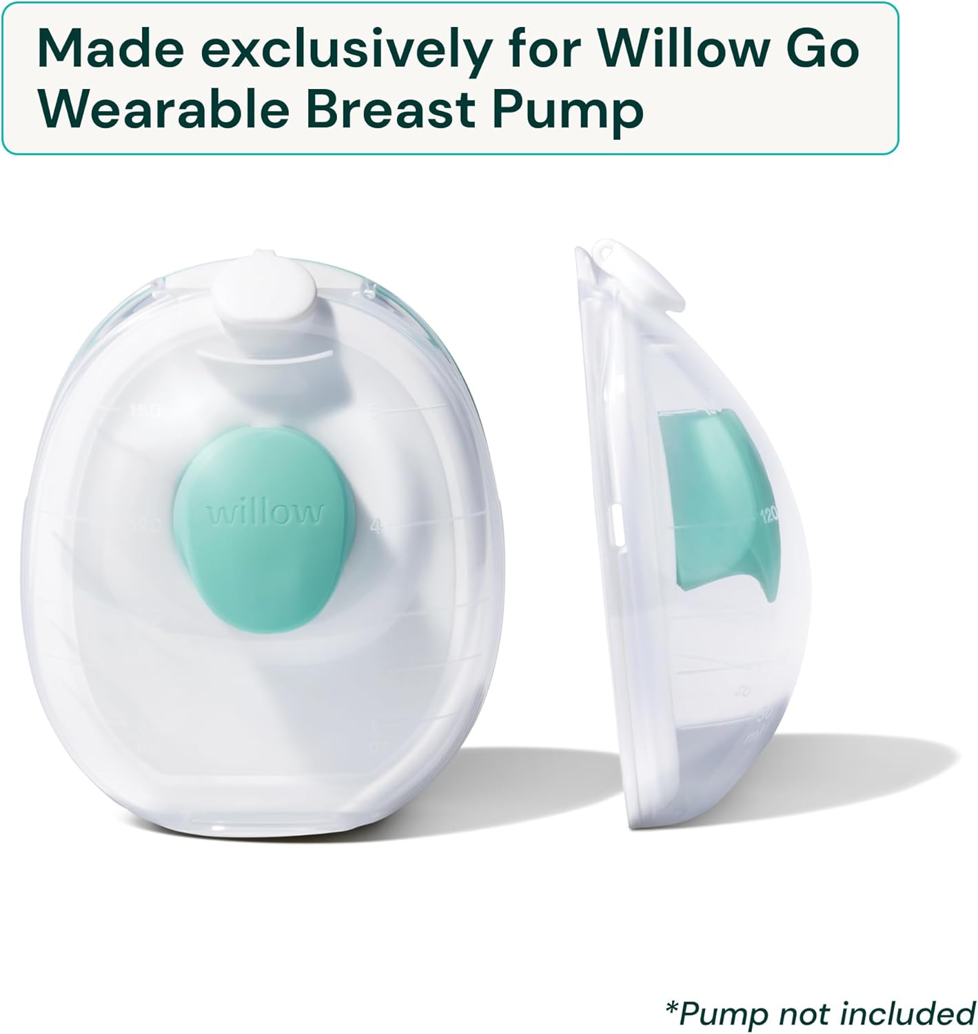 Willow Go - 5oz Reusable Milk Containers with Splash Guard - for use with Willow Go Hands Free Breast Pump