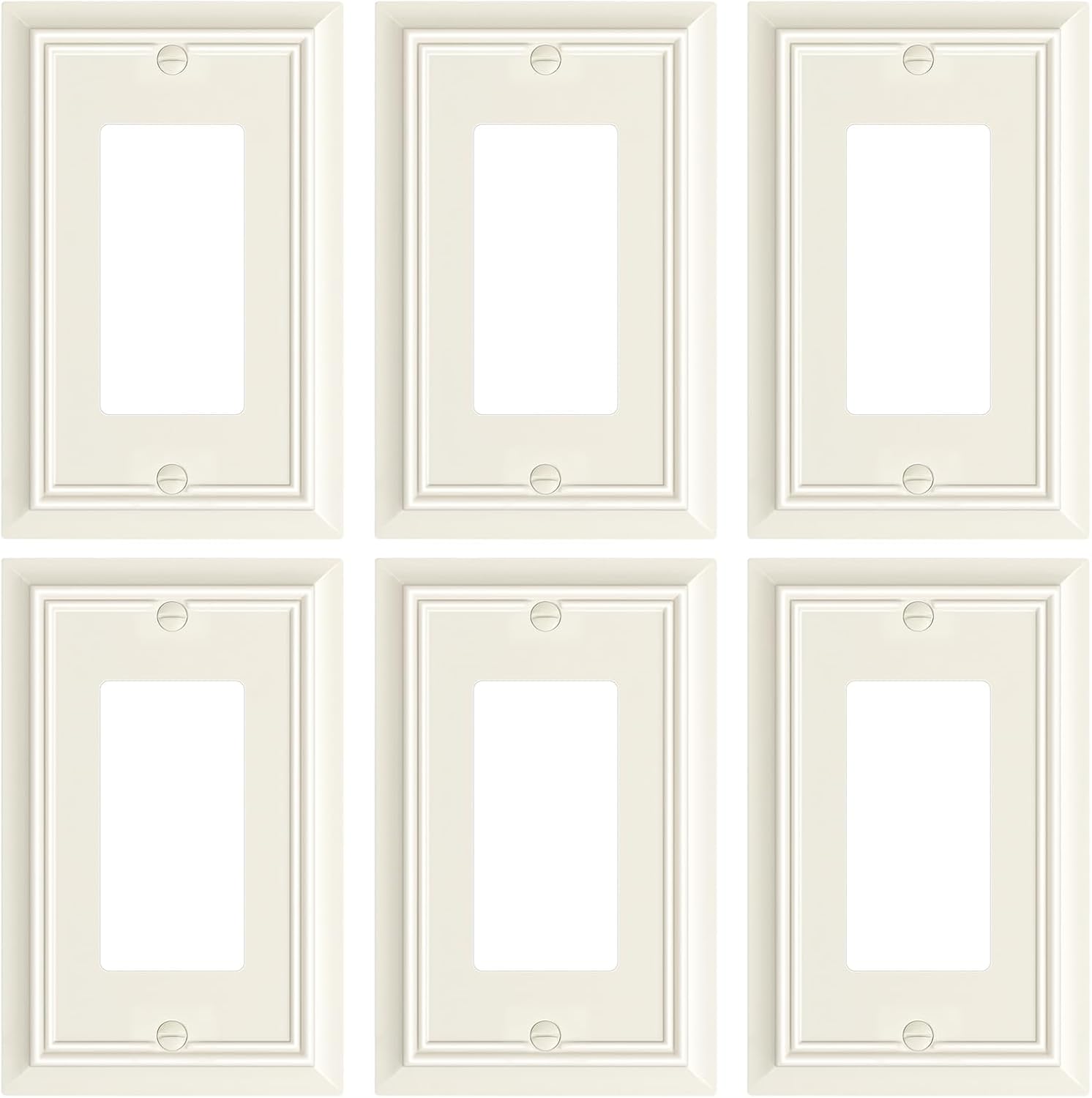 6-Pack Decorator Wall Plate Cover, Light Almond Decorative Switch Plates and Outlet Covers, Durable Natural Bamboo Fiber Wall Plates for Electrical Outlets, Receptacle, GFCI Outlet, Dimmer Switch