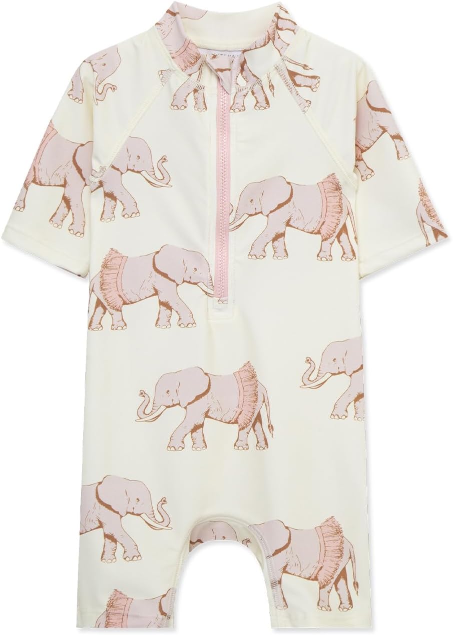 Milkbarn One Piece Swimsuit, Short Sleeve Zipper Bathing Suit for Infant Baby Boy Girl, Toddler Rash Guard Swimwear, Duck