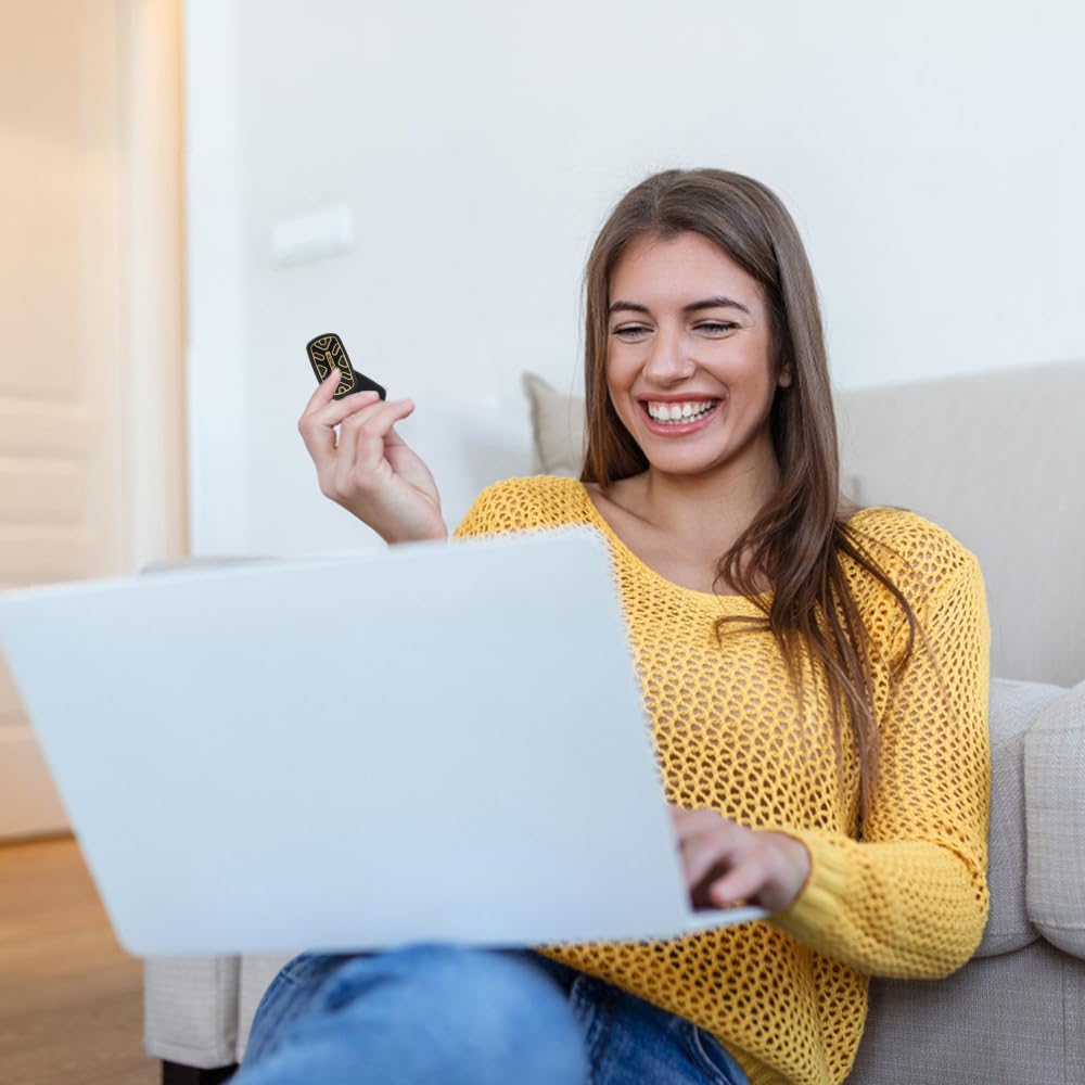 STONESTAR Carbon Fiber Fidget Slider, Trackless Fidget Slider Magnetic EDC Fidget Toy for Adults Home/Office Executive Desk Toys, ADHD/Autism (Black & Gold)