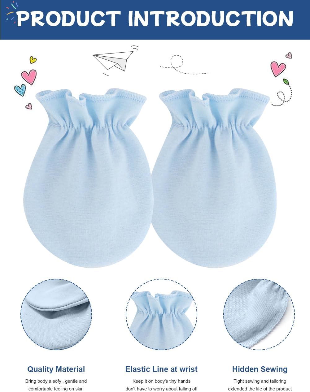 Cute Baby Mittens Newborn, No Scratch Baby Boy Mittens, Baby Girl Hat Gloves for Toddlers, Infant, Newborn