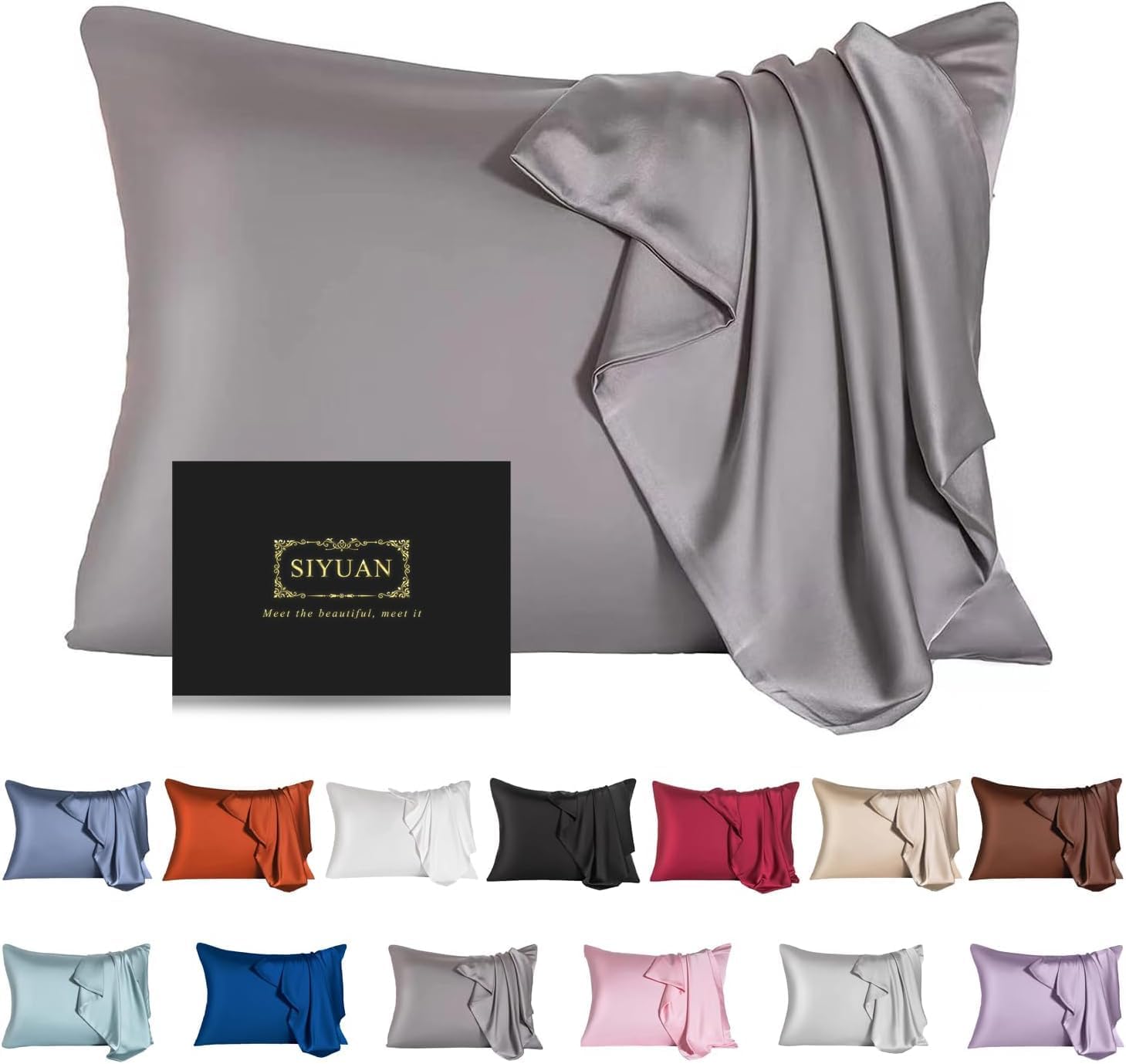 Mulberry Silk Pillowcase for Hair and Skin,Cooling Silk Pillow Case with Hidden Zipper,Allergen Proof Dual Sides Soft Breathable Smooth Silk Pillow Cover for Women (Dark Gray,Toddler)