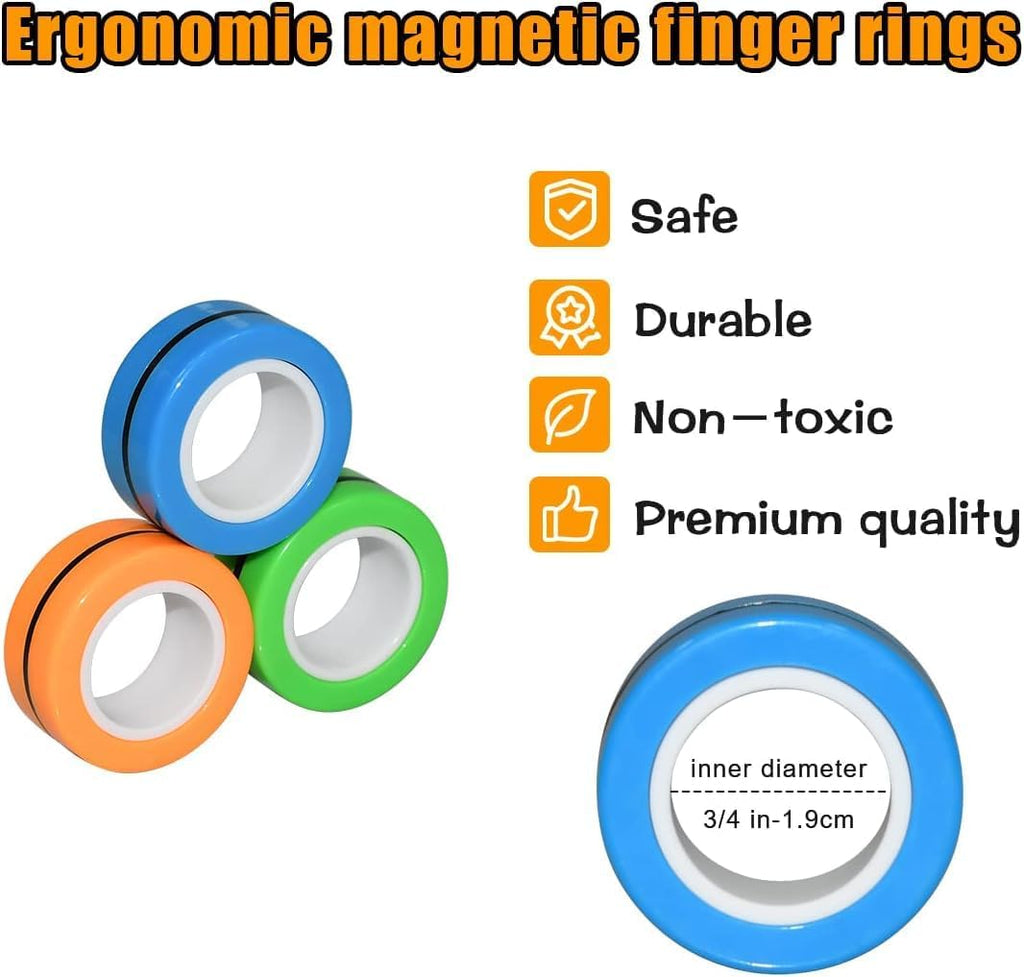 Sensory Fidget Toys Set 6 Pack with Infinity Cube, Magnetic Rings, Fidget Gaming Pad, Flippy Chain and More, Relieve Stress and Anti-Anxiety for Kids and Adults