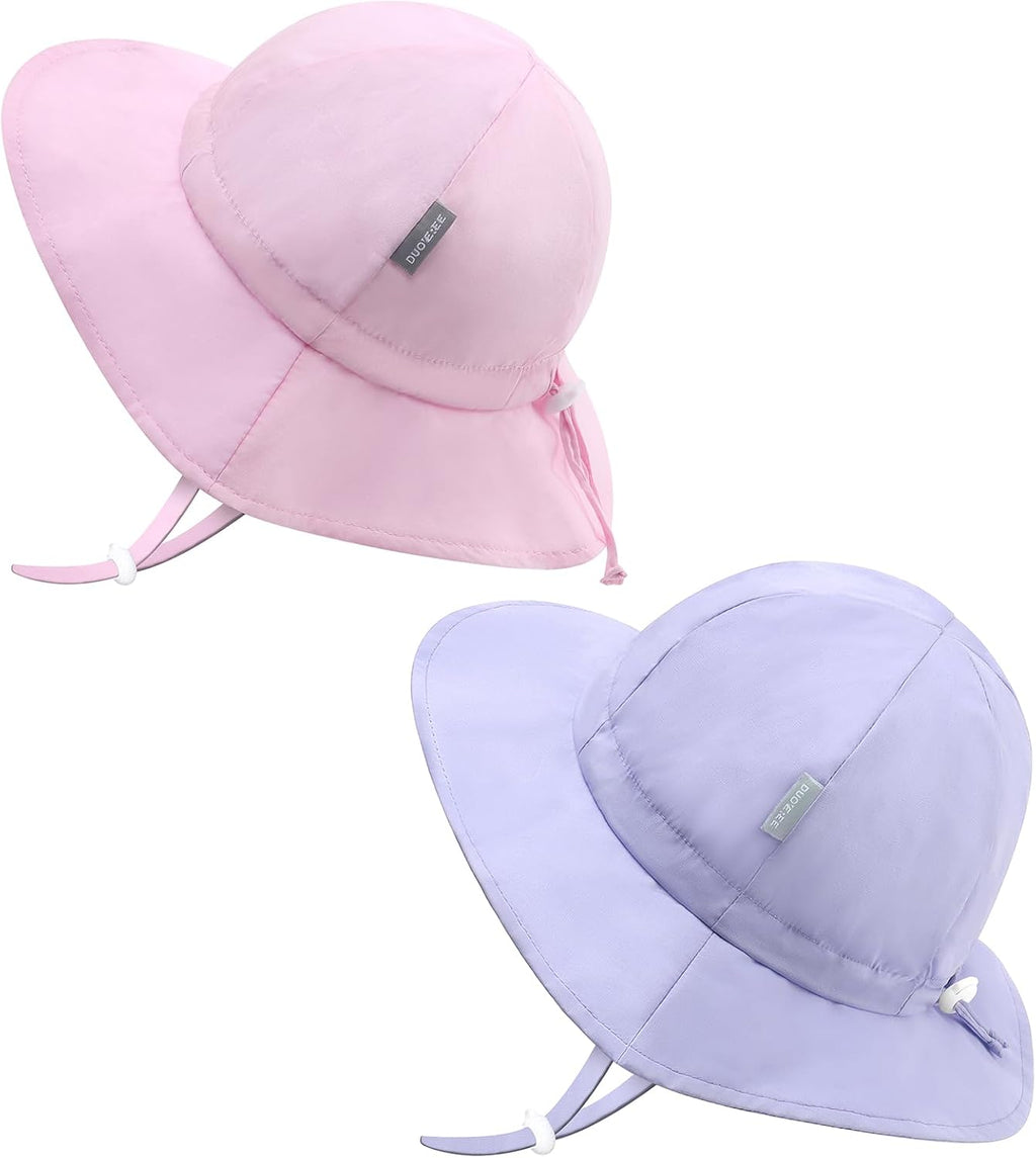 UPF 50+ Baby Bucket Hat - Wide Brim Sun Protection Beach Cap for Girls - Cute & Adjustable Toddler Hat