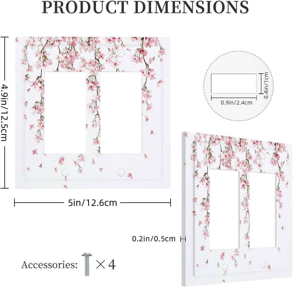 Decorative Outlet Covers Sakura Plant Floral Pink Flowers 2 Gang Double Gfci Rocker Electrical Wall Panels Light Switch Cover Plate For Bed Room Living Room Decor