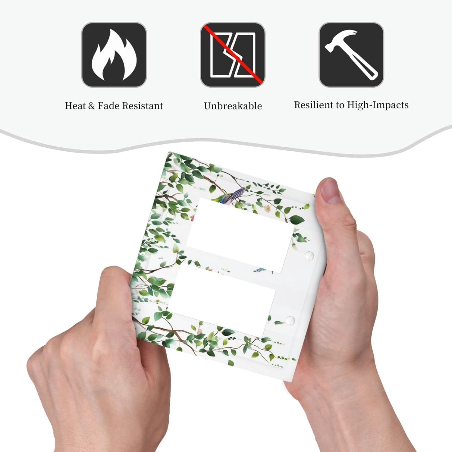 Decorative Outlet Covers Green Leaves Bird Eucalyptus Sage Plant 2 Gang Double Gfci Rocker Electrical Wall Panels Light Switch Cover Plate For Bed Room Living Room Decor