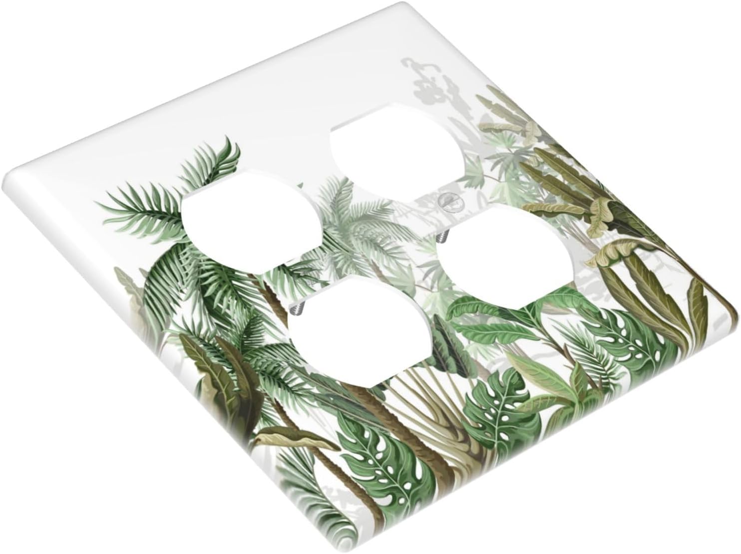 Palm Tree Banana Leaf Green Rainforest Natural Landscape Outlet Covers 2 Gang Double Duplex Decorative Light Switch Covers Electrical Wallplates Socket Faceplate for Bed Room Living Room Decor