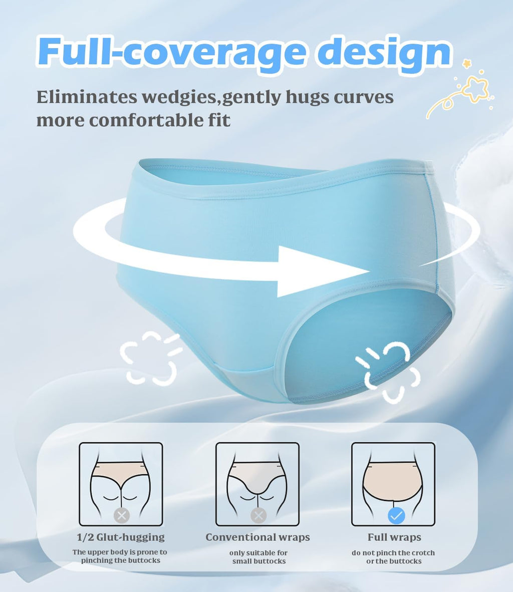 BAMBOO COOL Girls Underwear Kids Soft Skin-friendly Panties Breathable Lightweight Briefs For Teens 6-14 Years 6 Pack