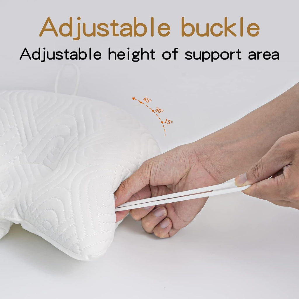 Reidio Adjustable Toddler Pillow Soft and Breathable Ergonomic Design Small Pillow Washable (White)