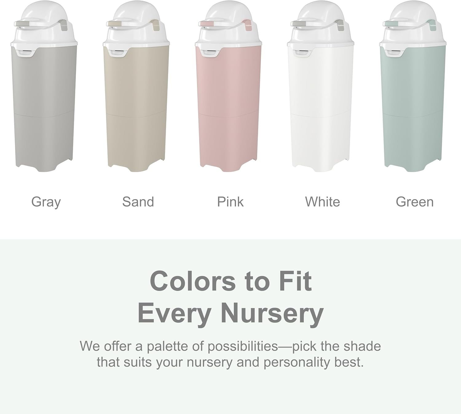 Foundations Tall Diaper Pail with Airtight Lid - Durable & Odorless Diaper Disposal, Large Capacity, Holds up to 60 Newborn Diapers, Refill with Any Bags - Gray