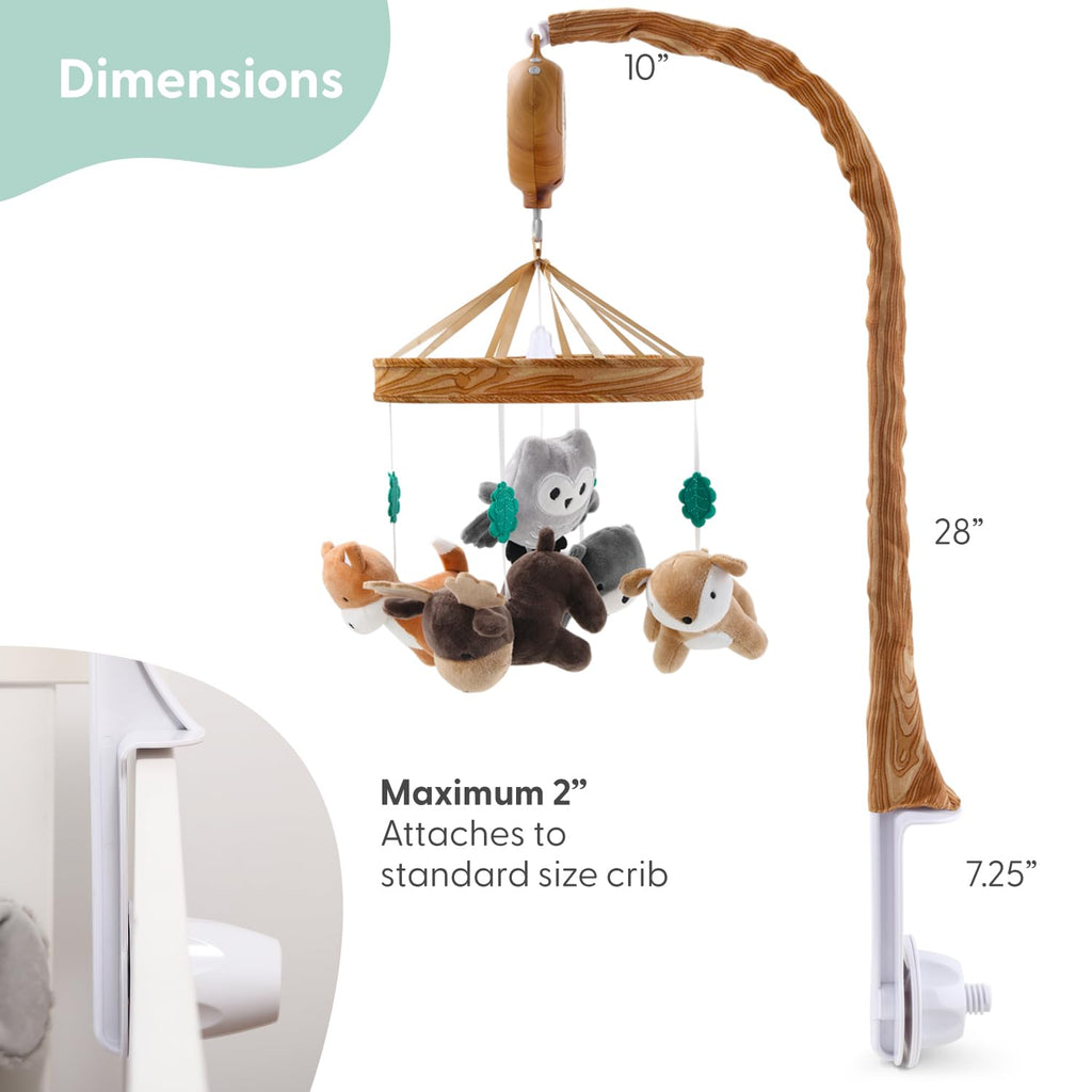 The Peanutshell Crib Mobile for Boys or Girls - Woodgrain Musical Baby Crib Mobile with 12 Lullabies, Whimsical Woodland Baby Whimsical Woodland Nursery Decor