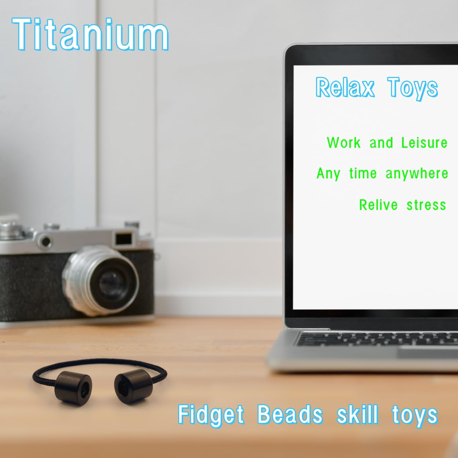 Titanium Alloy Beads - Worry Fidget Beads Skill Toys - Portable EDC Metal Fidget Toys - Gifts for Skill Players - with Parachute Cord (Black)