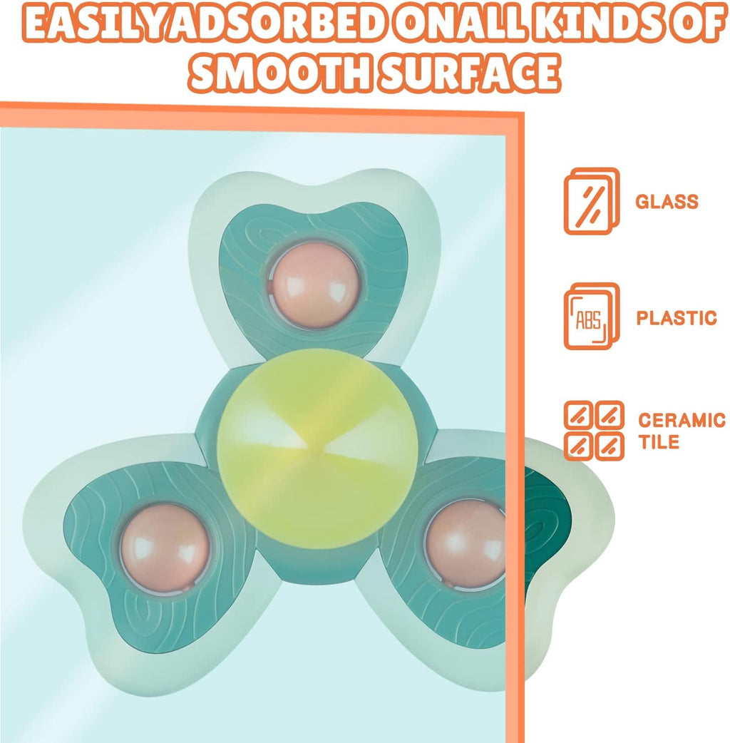 TOHIBEE 3PCS Suction Cup Spinner Toys for 1 2 Year Old Boys Spinning Toys Baby Toys 12-18 Months Sensory Toys for Toddlers 1-3 First Birthday Baby Gifts for 1 Year Old Girls