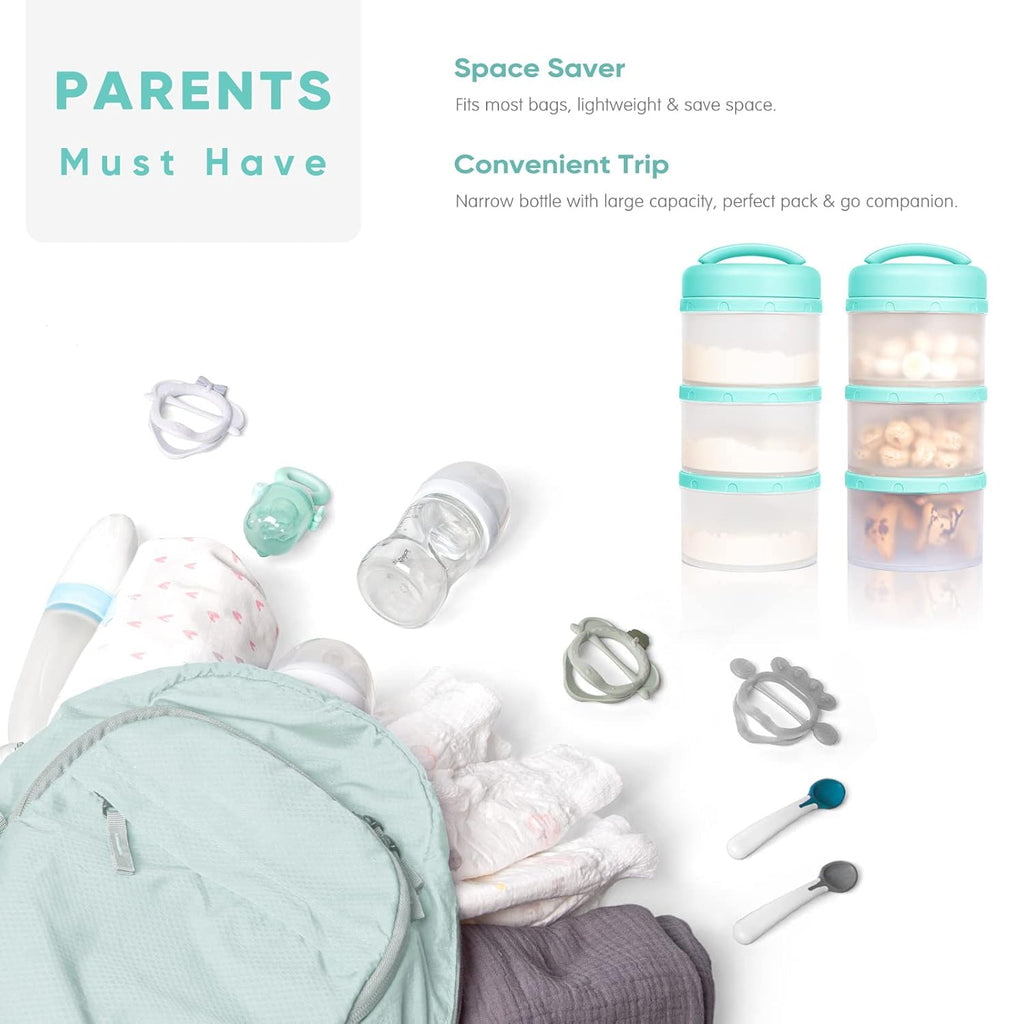 Termichy Stackable Formula Dispenser Portable Milk Powder Container, 2 Pack, Mint