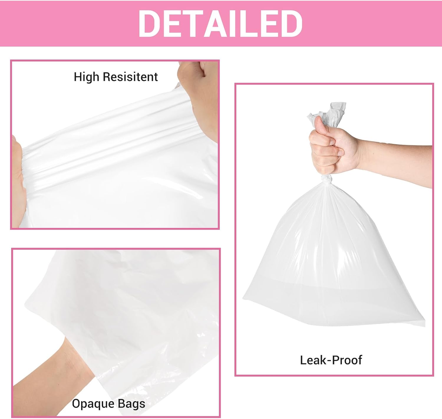 Odor Sealing Baby Diaper Disposal Bags - M/220 Counts Unscented, Durable Diaper Trash Sacks for Home, Travel & On-the-Go Use (Color:White)