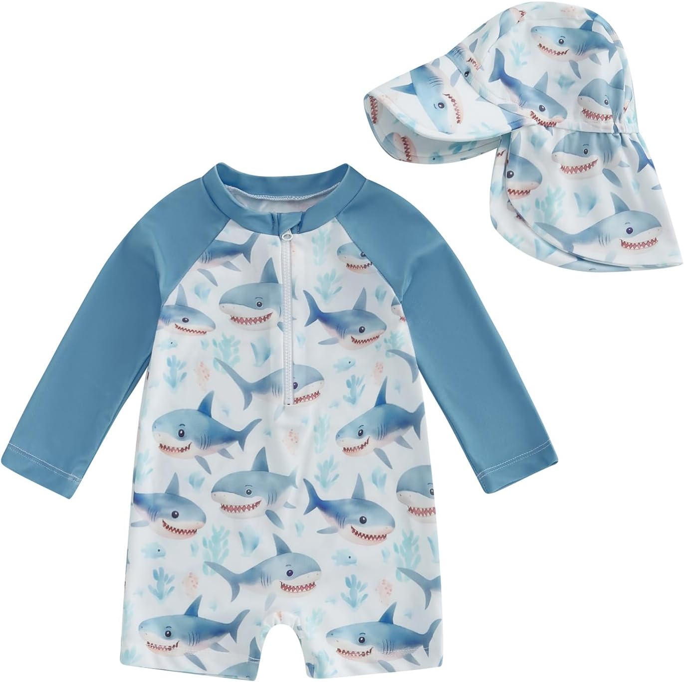 Hnyenmcko Baby/Toddler Boy Rash Guard Swimsuit Long Sleeve One Piece Zipper Swimwear Sunsuit Infant Bathing Suit Beachwear