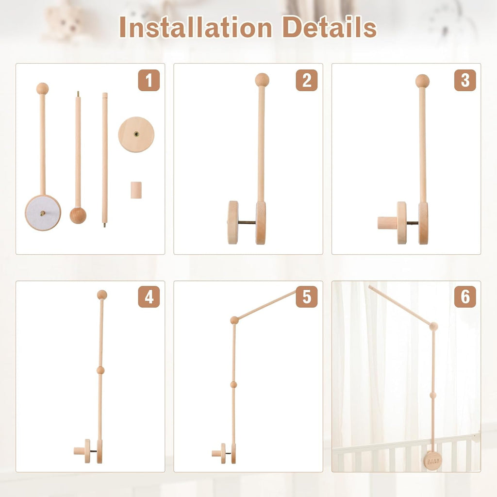 JETMHH Baby Crib Mobile Arm Holder - 36 Inch Large Version Safe Anti Slip Baby Mobile Hanger