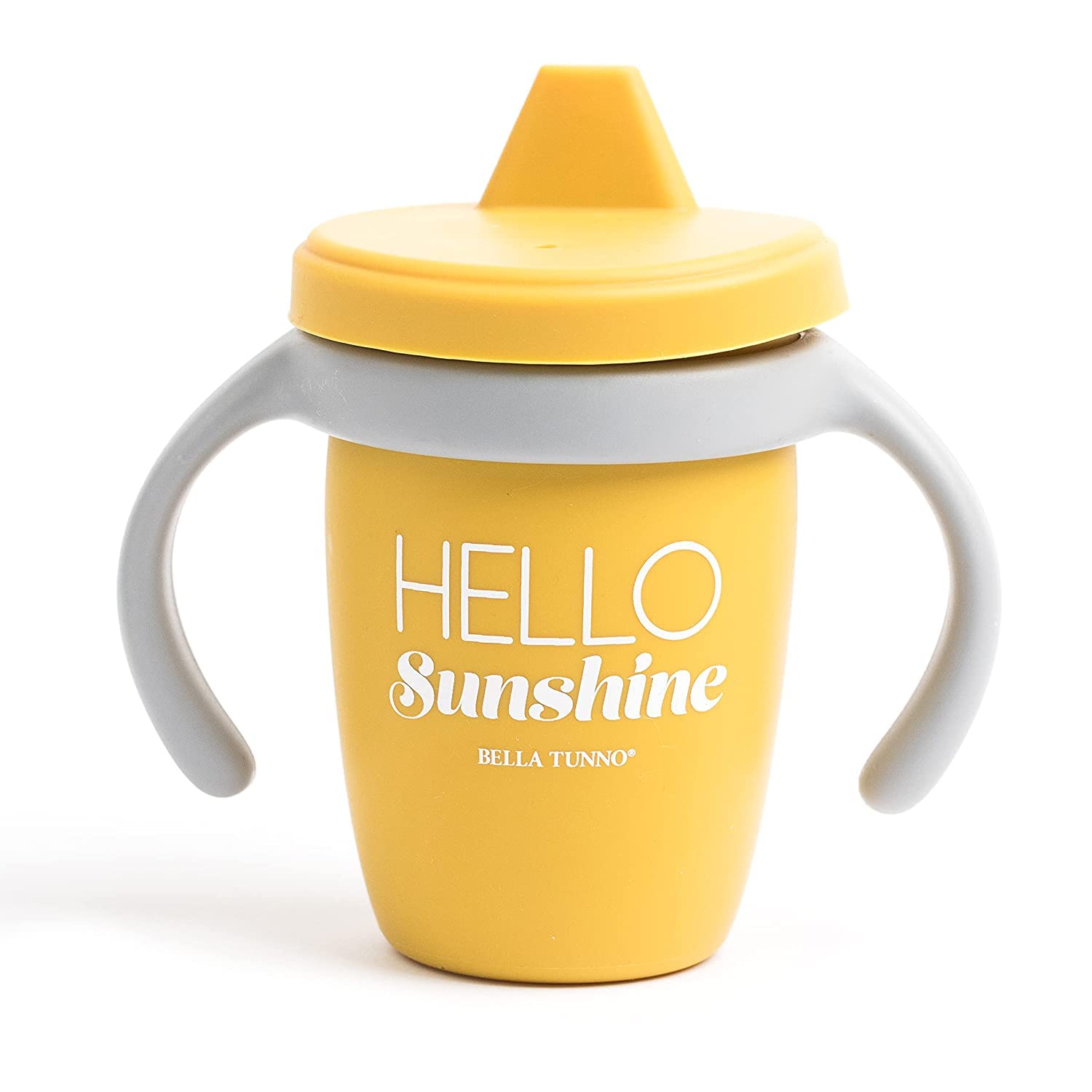 Sippy Cup by Bella Tunno, Silicone Training Cup with Transition Handles for Infants, Toddlers & Kids, Babies 6-12 Months & Toddlers 1-3 Years, Boys & Girls, Hello Sunshine, 8 oz