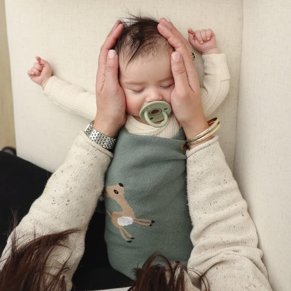 Soft Baby Swaddle Receiving Blanket - 100% Cotton Knit Soft Cozy Receiving Swaddling Crib Stroller Quilt Blanket for Shower Gift Registry for Newborns, Infants, Toddlers (Deer - Sage)