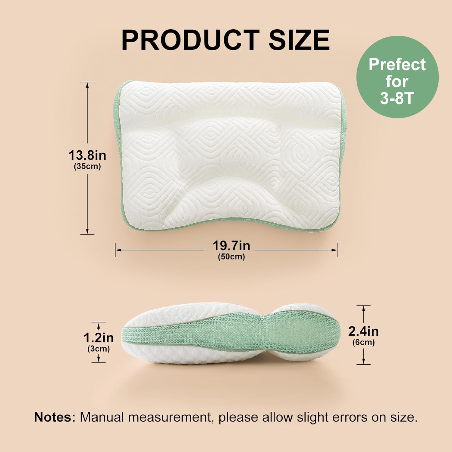 Reidio 1Pc Toddler Pillows with Removable Cotton Pillowcase Ergonomic Design Toddler Pillows for Sleeping Toddler Neck Pillow Kids Pillows Machine Washable 14x20in (Rose)