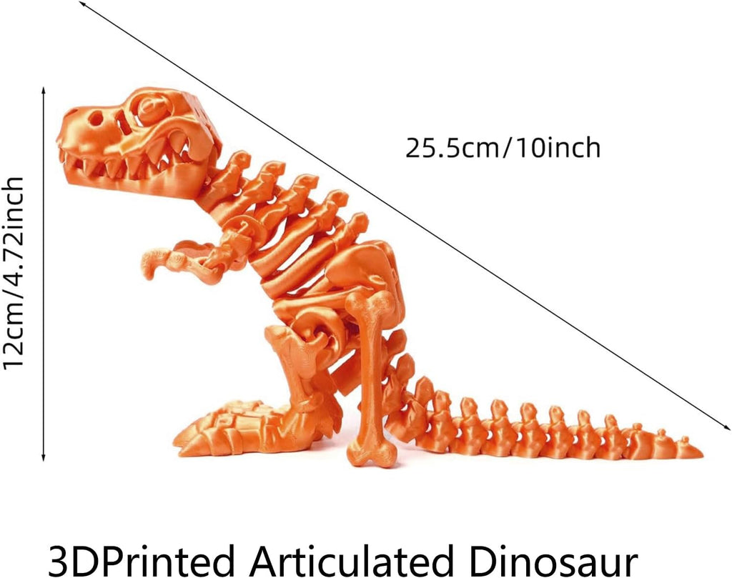3D Printed Dinosaur Bone Skeleton Tyrannosaurus Rex with Movable Jaw Fidget Dinosaur Toys Full Articulated Dinosaur Executive Desk Toys Home Office Decor, Red