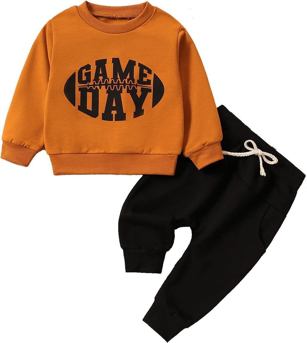 Baby Boy Clothes Fall 6 12 18 24 Months Football Long Sleeve Pullover Tops & Pant Sets Toddler Winter Outfits