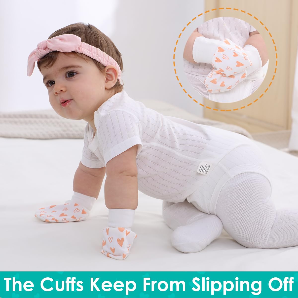 Baby Mittens Anti Scratch Baby Girl Mittens No Scratch Mittens Baby Girls Hands Gloves for 6-12 Months Babies Girls (6 Pairs)