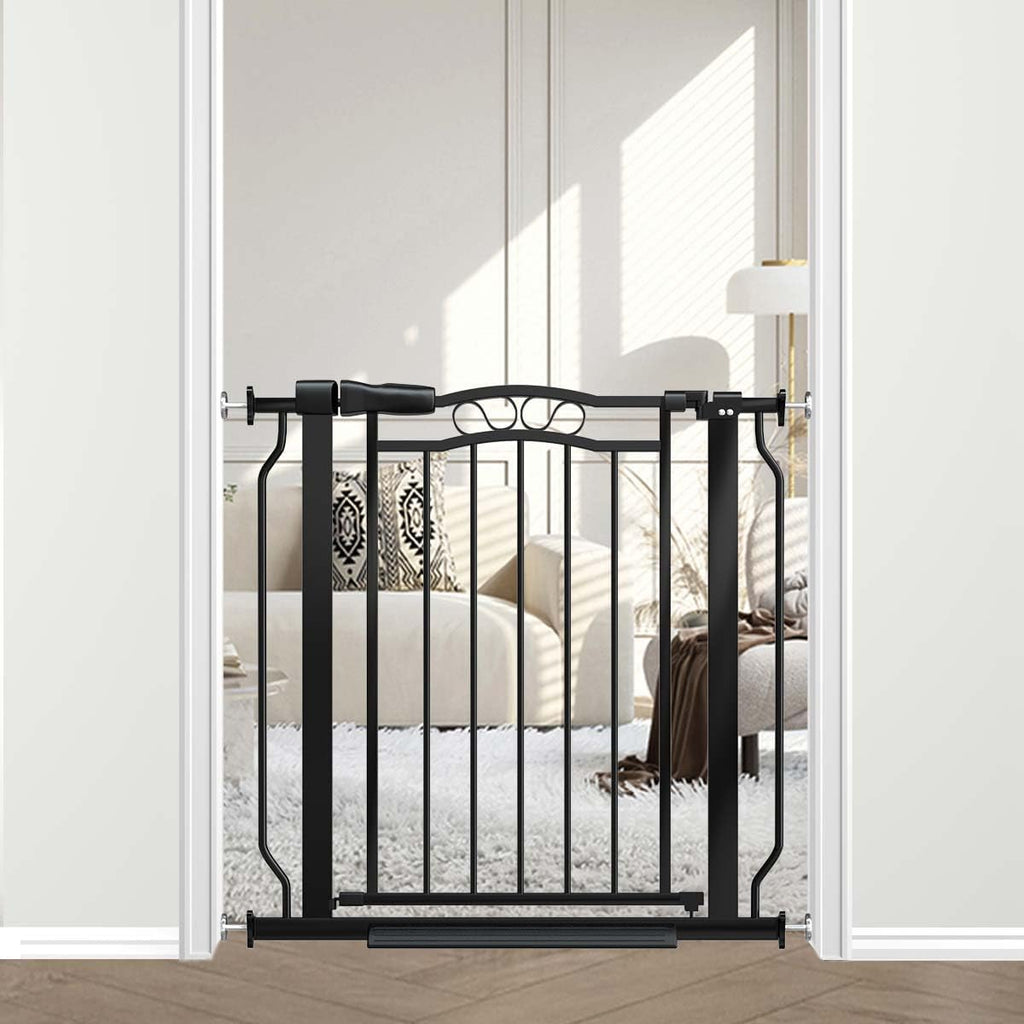 Fairy Baby Baby Gates for Stairs 29.5"-33.5" Wide, Safety Child Gate for Toddler Kids, Pet Dog Barrier Fence Indoor Metal Auto Close Walk Through, Black