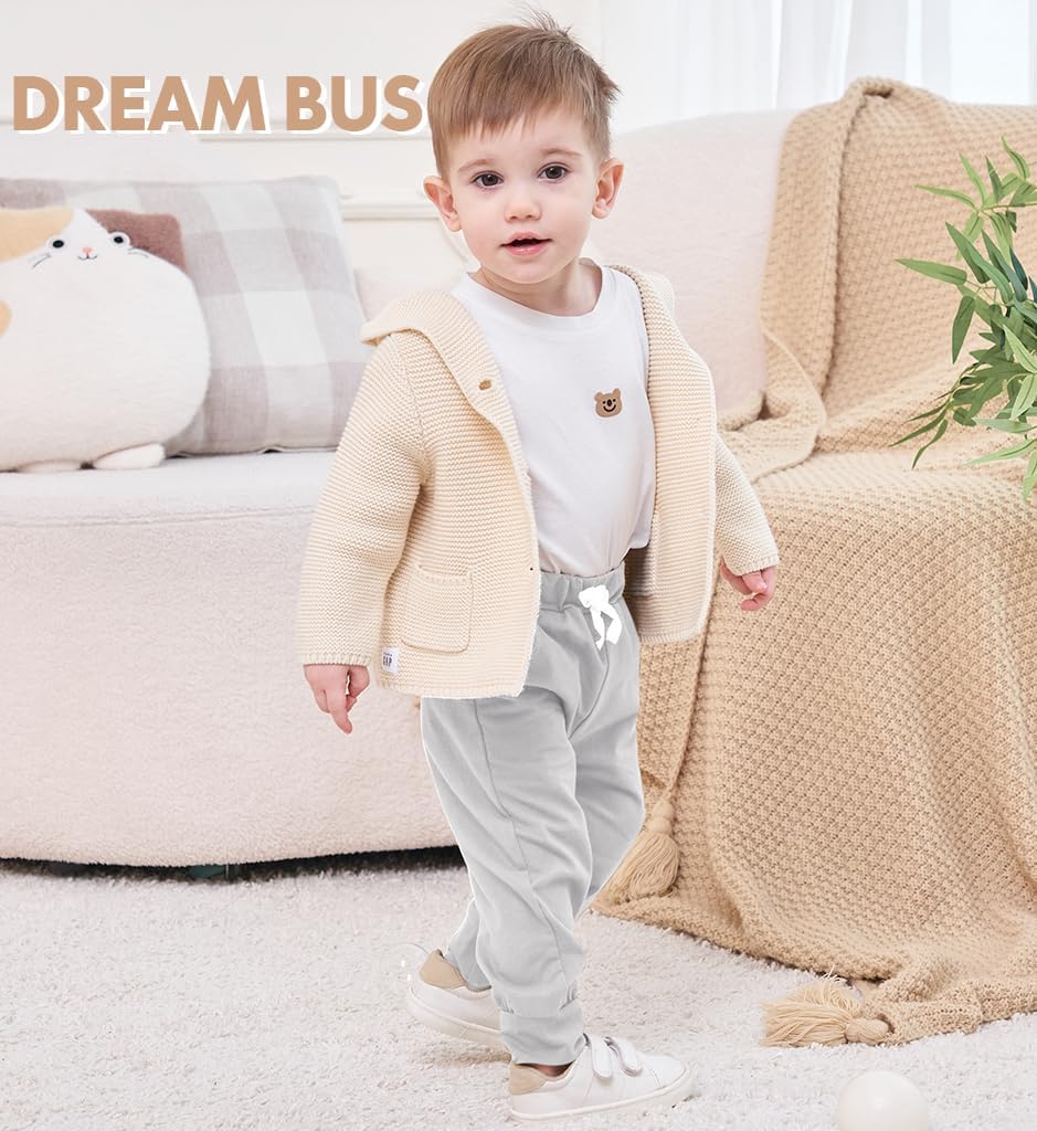 DREAM BUS Pack of 3 Toddler Jogger Pants with Pocket Toddler Boy Sweatpants Baby Boy Pants Infant Newborn Leggings