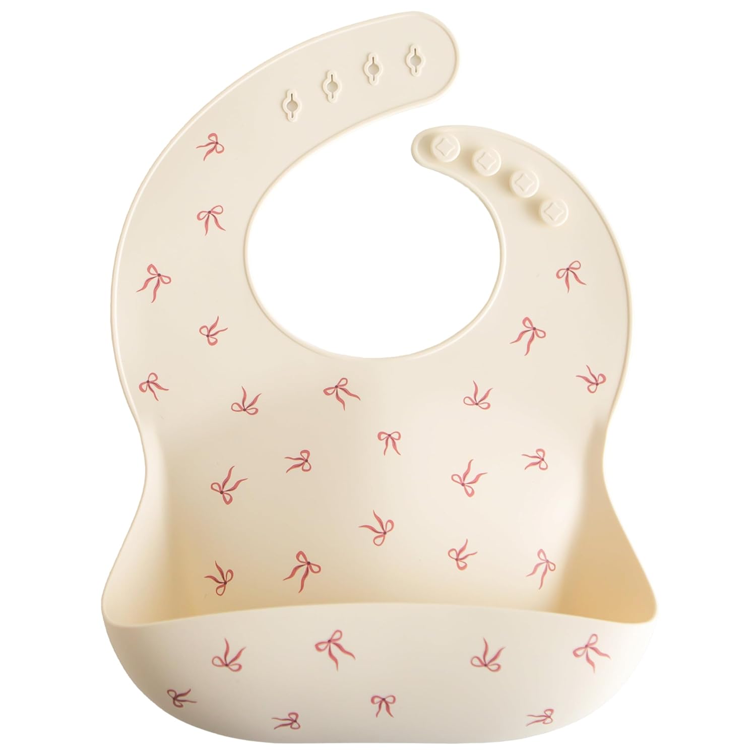 mushie Silicone Baby Bib | Adjustable Fit Waterproof Bibs (Bows)