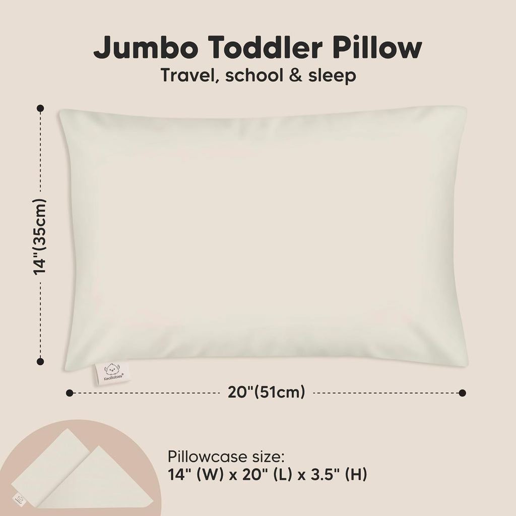 KeaBabies Toddler Pillow with Pillowcase, Jumbo 14X20 - Soft Organic Cotton Toddler Pillows for Sleeping - Machine Washable - Perfect for Travel, Toddler Bed Set (Clay)