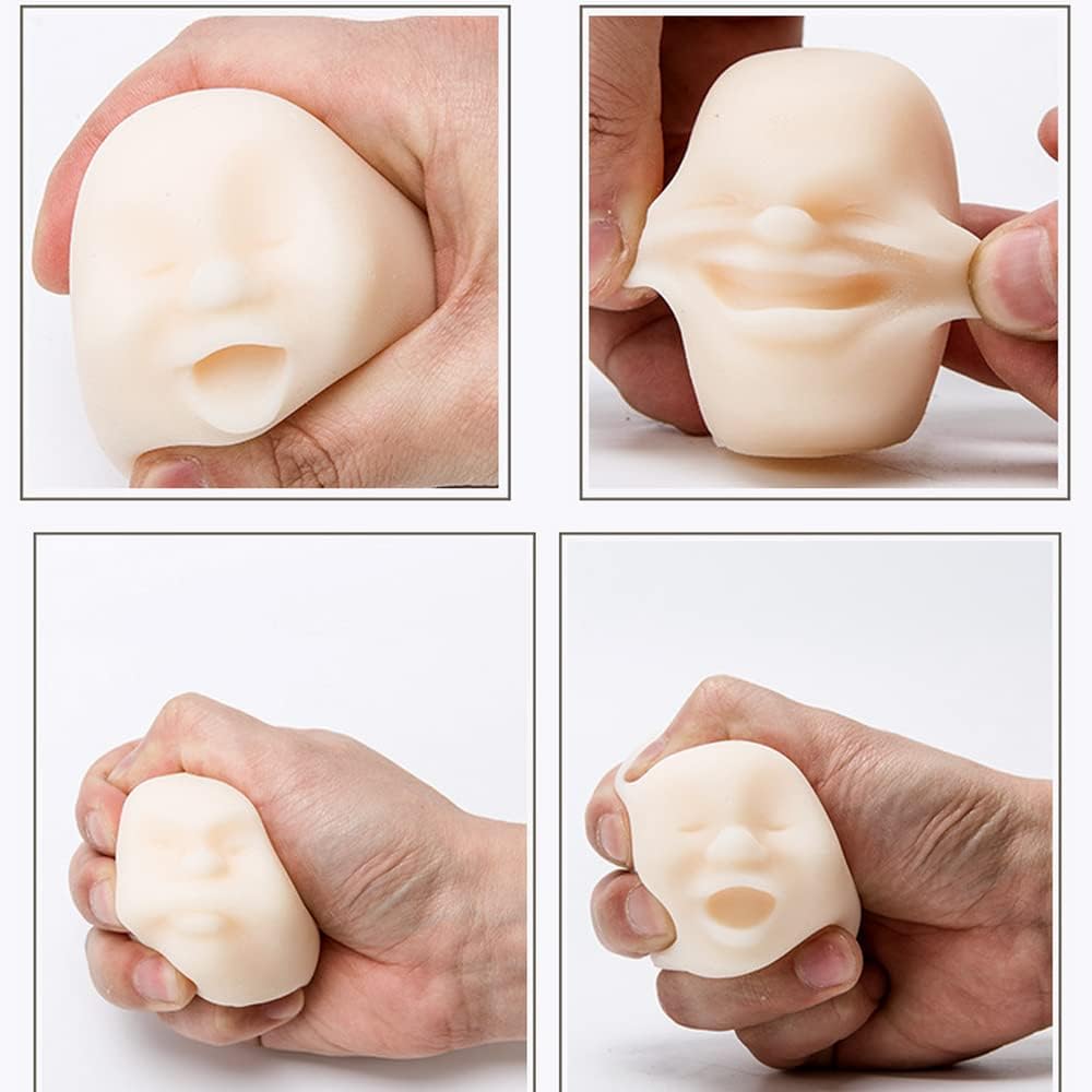 Anxiety Stress Release Fun Toys,Emotion Balls Fidget Toys for Pressures Relief Kneading Toys for All Age,Kids and Adults,Weird Face Bizarre Squeeze Toys. (White, Provocation)