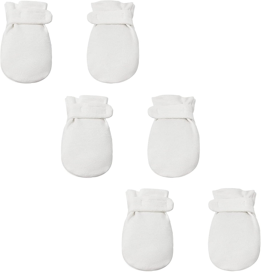 Newborn Baby No Scratch Mittens Stay On, 100% Cotton Breathable, Adjustable Infant Gloves for Baby Boys Girls Mittens