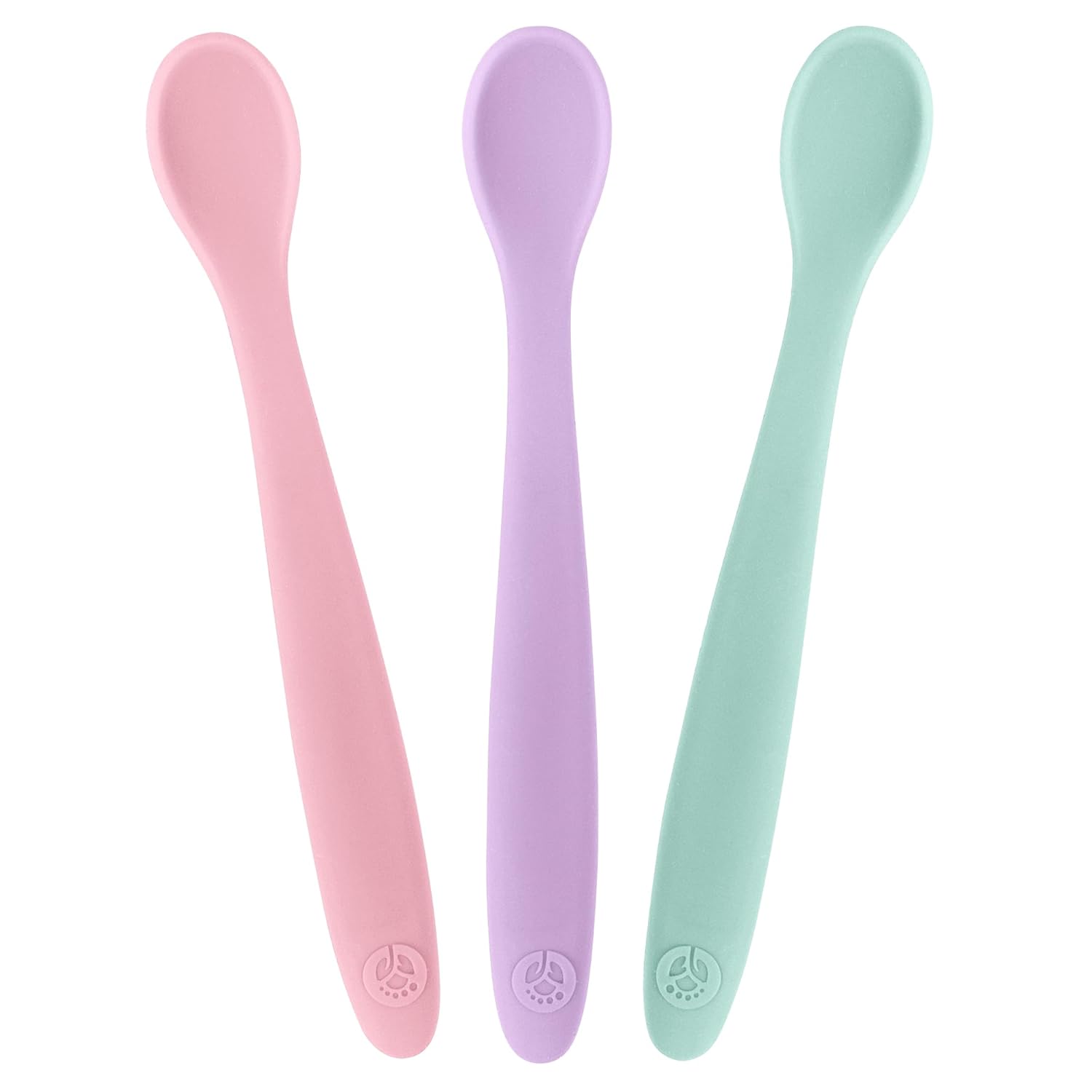 WeeSprout Silicone Baby Spoons - First Stage Infant Feeding Utensils With Soft-Tip, Bendable Kitchenware for Parent & Self-Feeding, Ultra-Durable, Dishwasher Safe, Travel Case, Set of 3