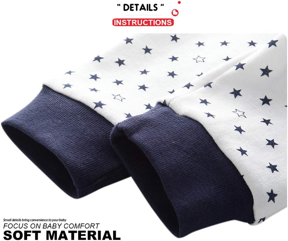 Unisex Newborn Baby Cotton 4-Pack Pants Embroidery Pringting Casual Leggings 0-24 Months for Boys and Girls