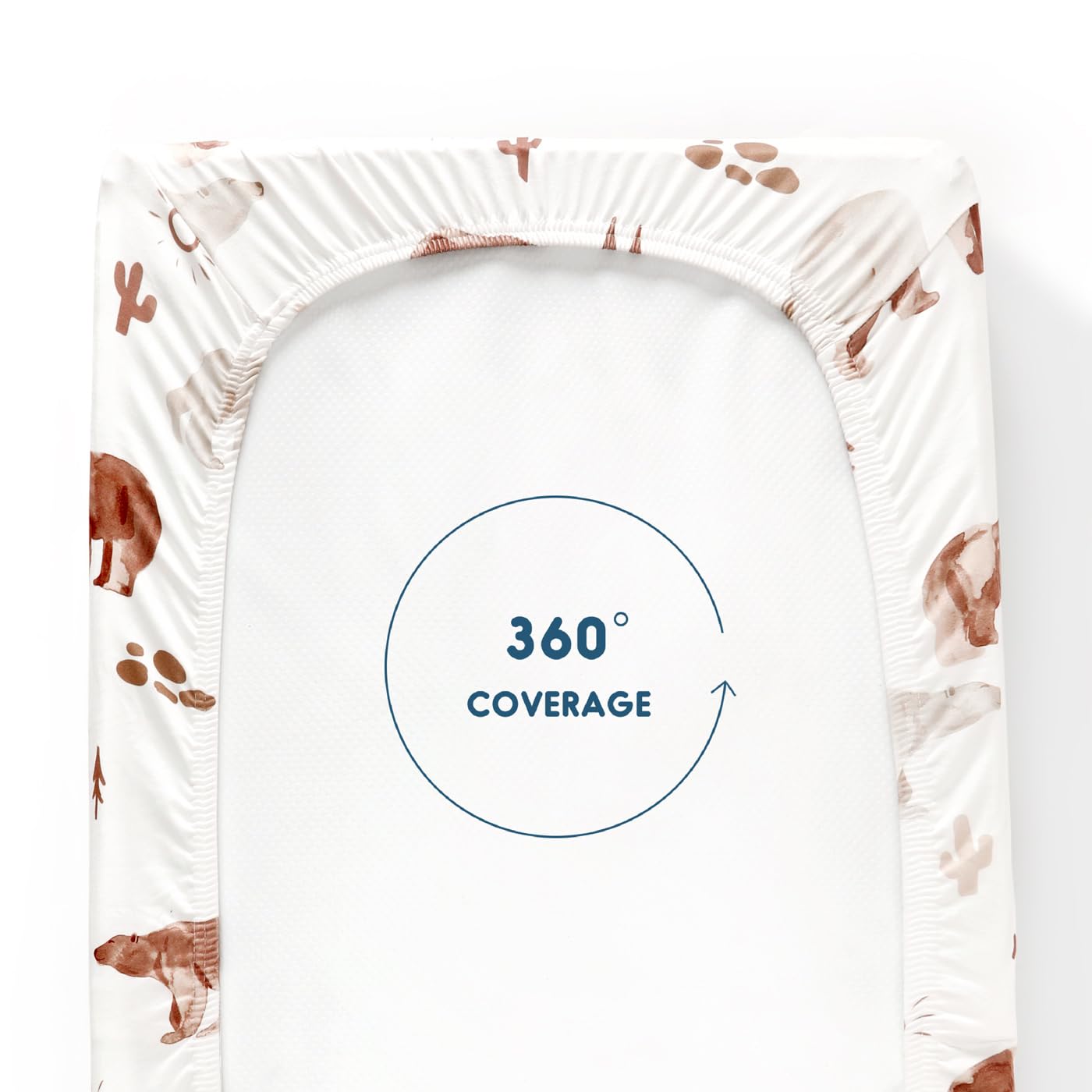 GRSSDER Stretch Ultra Soft Jersey Knit Changing Pad Cover Set 2 Pack, Change Table Pad Covers Fit 32"/34" x 16" Pads Safe and Snug, Cute Diaper Changing Pad Covers of Sunny Bear Print