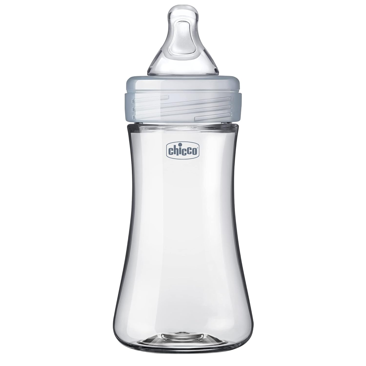 Chicco Duo 9oz. Hybrid Baby Bottle with Invinci-Glass Inside and Plastic Outside | Dishwasher, Bottle Warmer, and Electric Sterilizer Safe | Intui-Latch Nipple | Clear/Grey